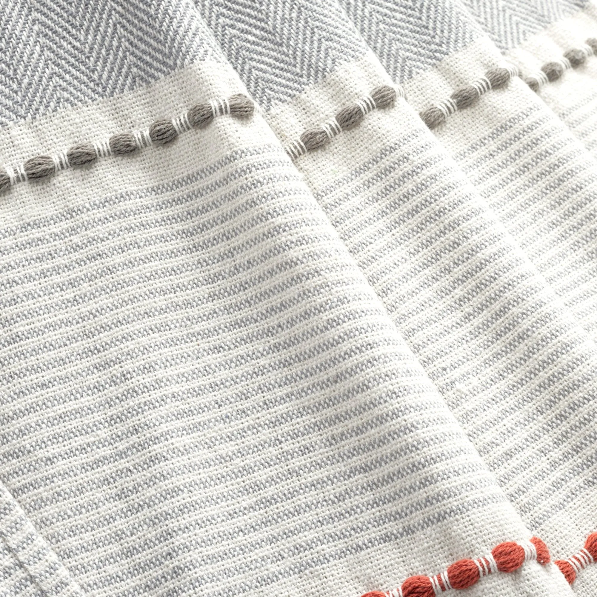 Herringbone Stripe Yarn Dyed Cotton Woven Tassel Throw