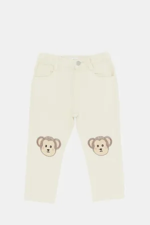 Infant Boys Cream Monkey Novelty Jean