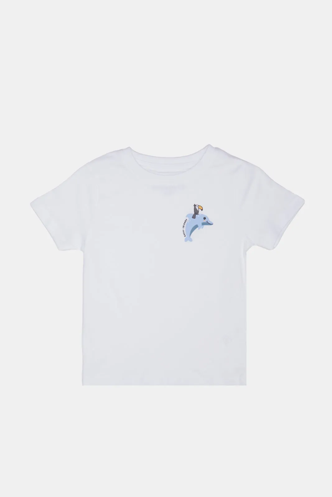 Infant Boys White Dolphin Printed T-Shirt