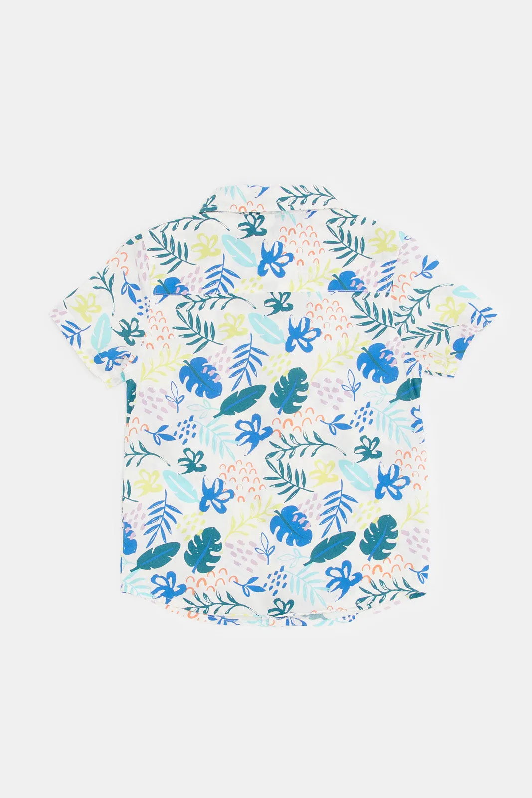 Infant Boys White Printed Bow Shirt