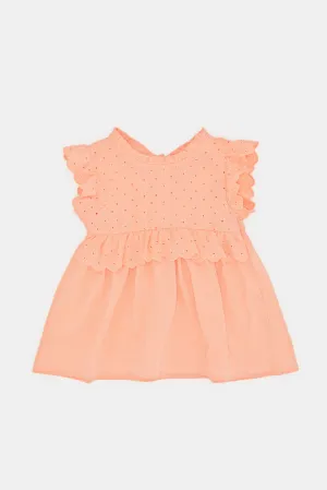 Infant Girls Coral Embroidered Blouse