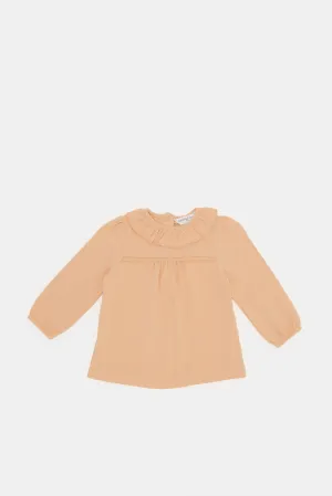 Infant Girls Peach Dotted Blouse