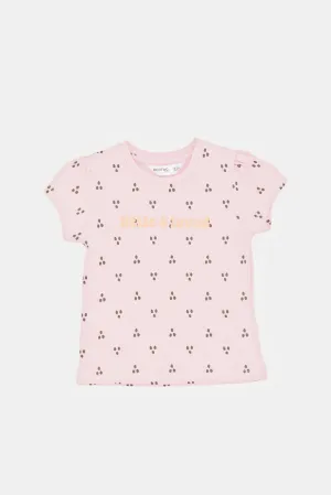 Infant Girls Pink Paw Print T-Shirt