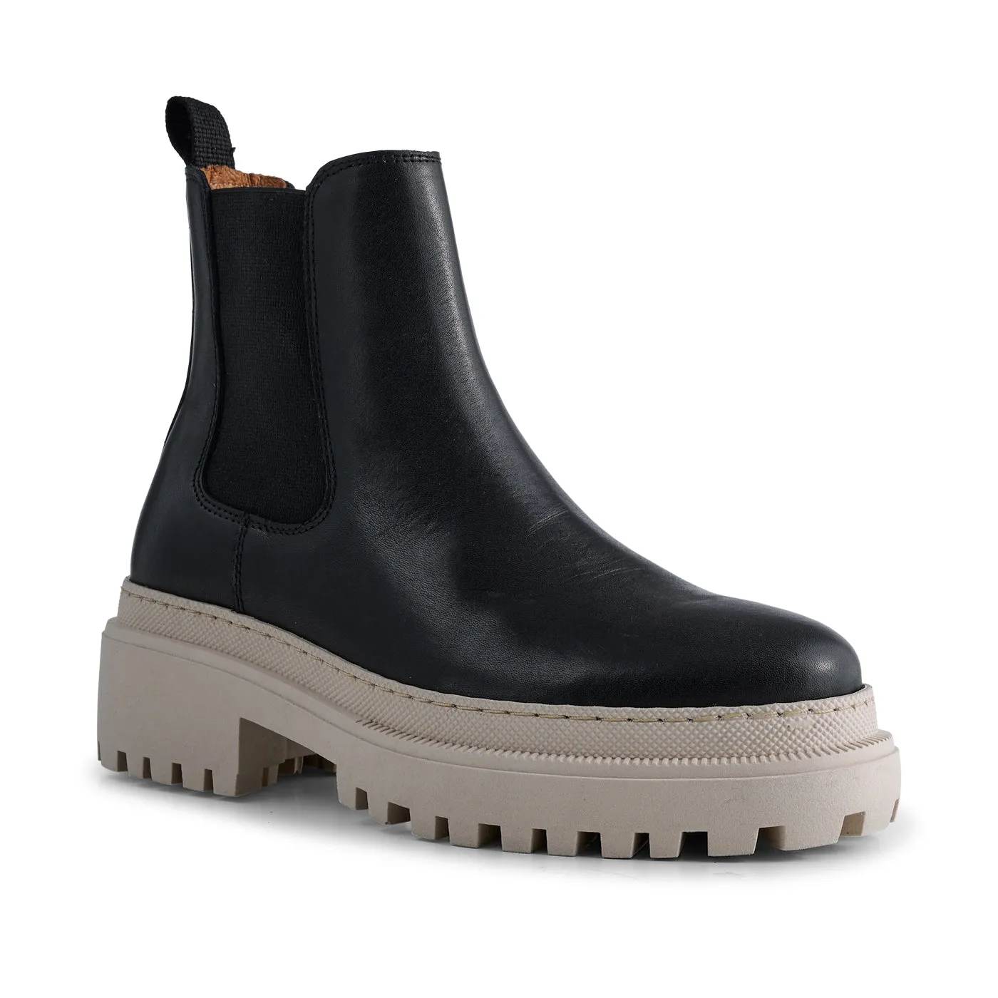 Iona chelsea boot leather - Black/Beige