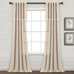 Ivy Tassel Faux Linen Window Curtain Panel Set