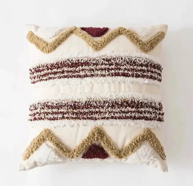 Khaki Red Boho Style Cushion