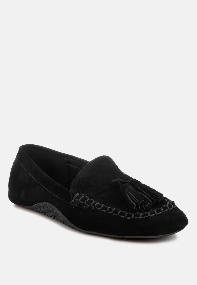 Kipstar Suede Round Toe Tassel Loafers