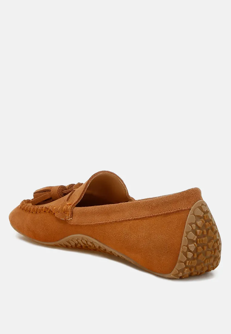 Kipstar Suede Round Toe Tassel Loafers