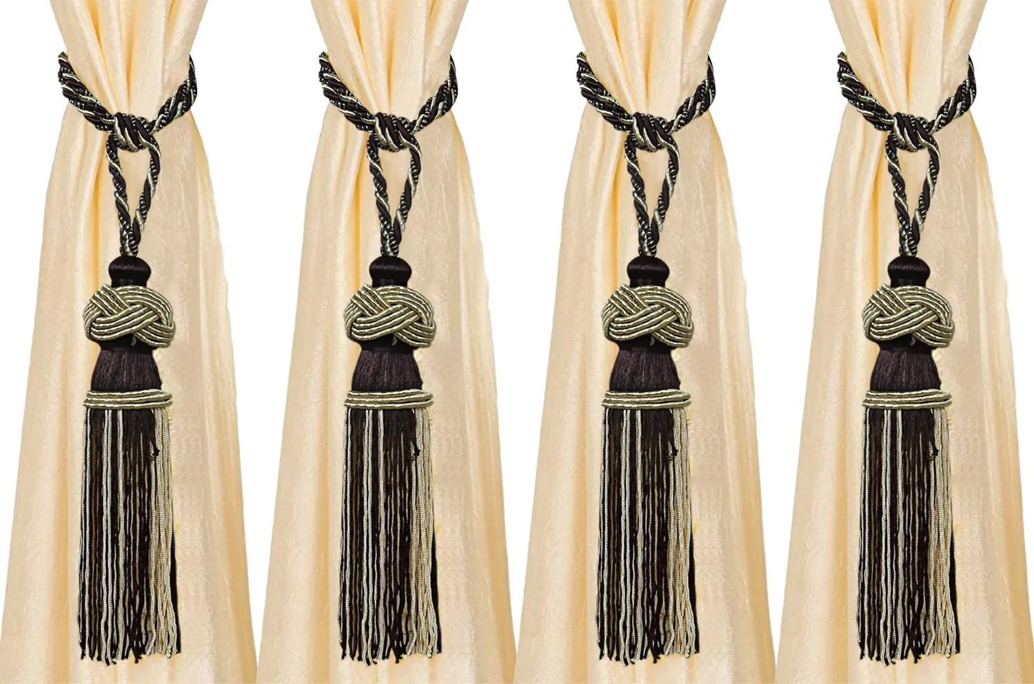 Kuber Industries Polyester 4 Pieces Curtain Tie Back Tassel Set (Brown) -CTKTC12777 (CTKTC012777)