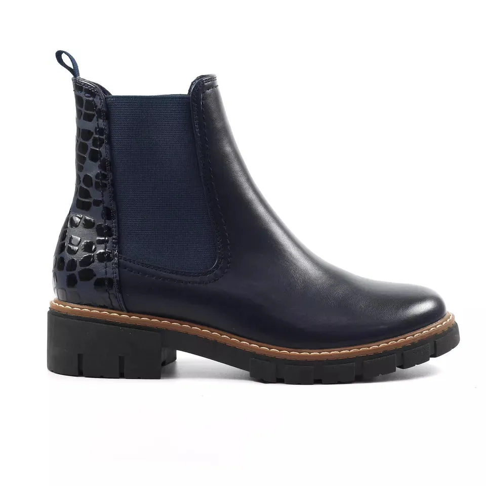 Ladies Lunar Chelsea Boot Navy Chunky Double Gusset Poppins sale