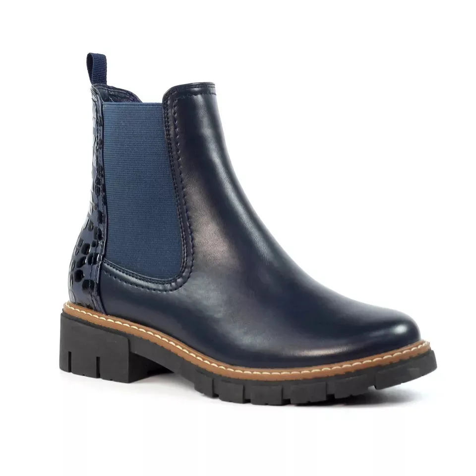 Ladies Lunar Chelsea Boot Navy Chunky Double Gusset Poppins sale