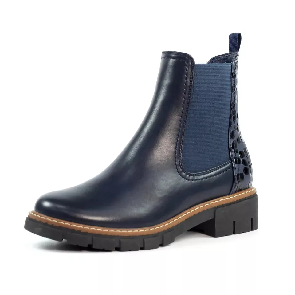 Ladies Lunar Chelsea Boot Navy Chunky Double Gusset Poppins sale