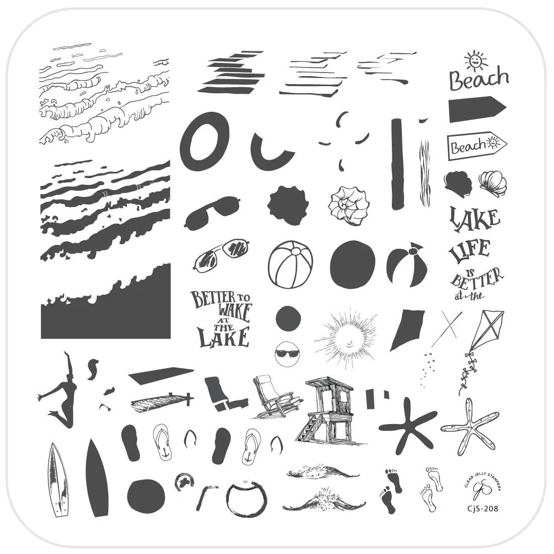 Lake Life (CjS-208) Steel Layered Nail Art Stamping Plate