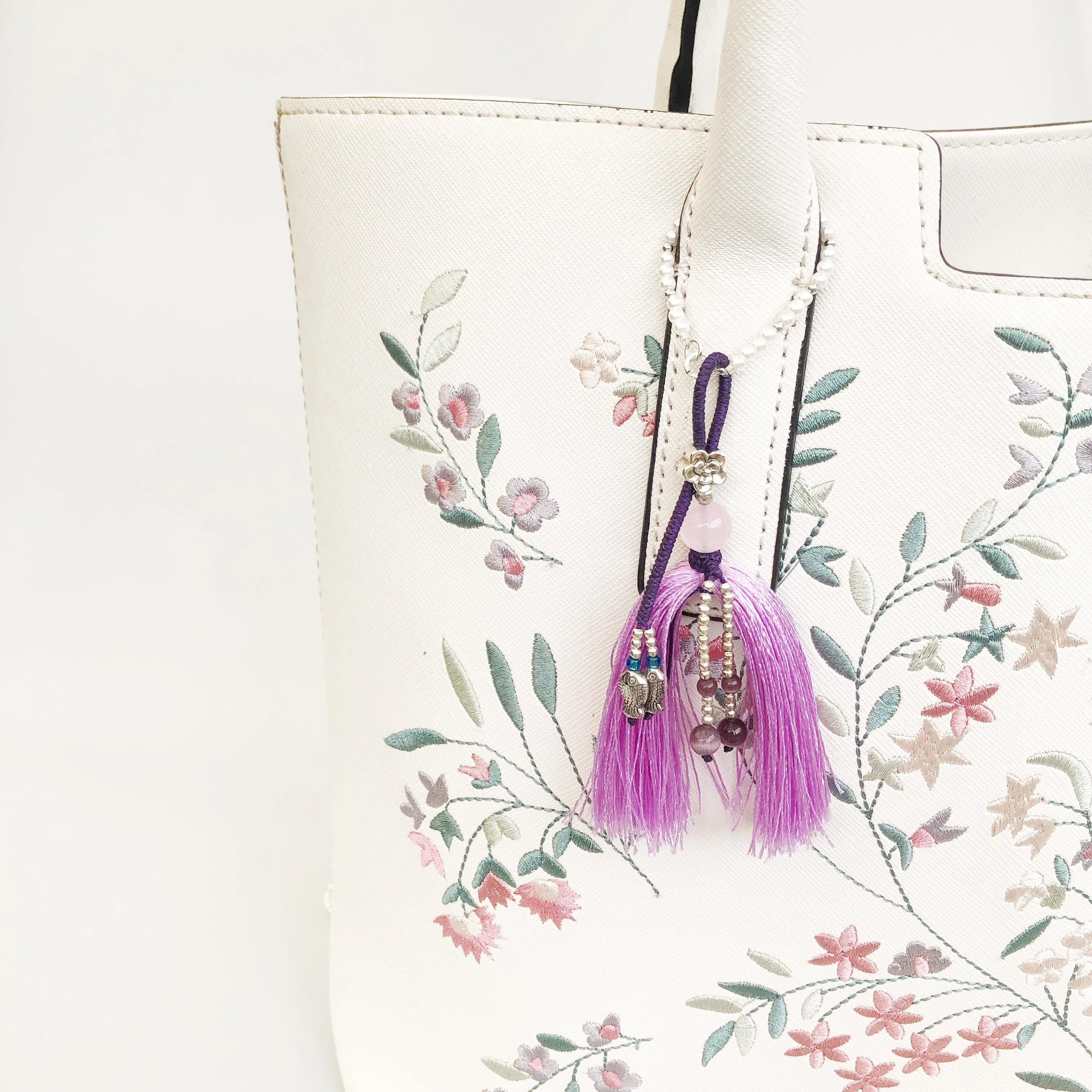 Lavender Purple Silk Tassel Bag Accessory