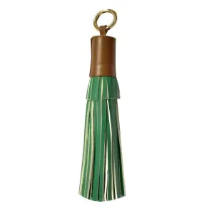 Leather Tassel Keyring Green