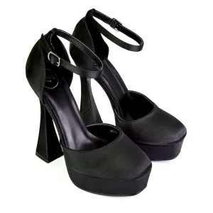 Leonardo Satin Court High Heels Platform Wedding Shoes for Bride in Black