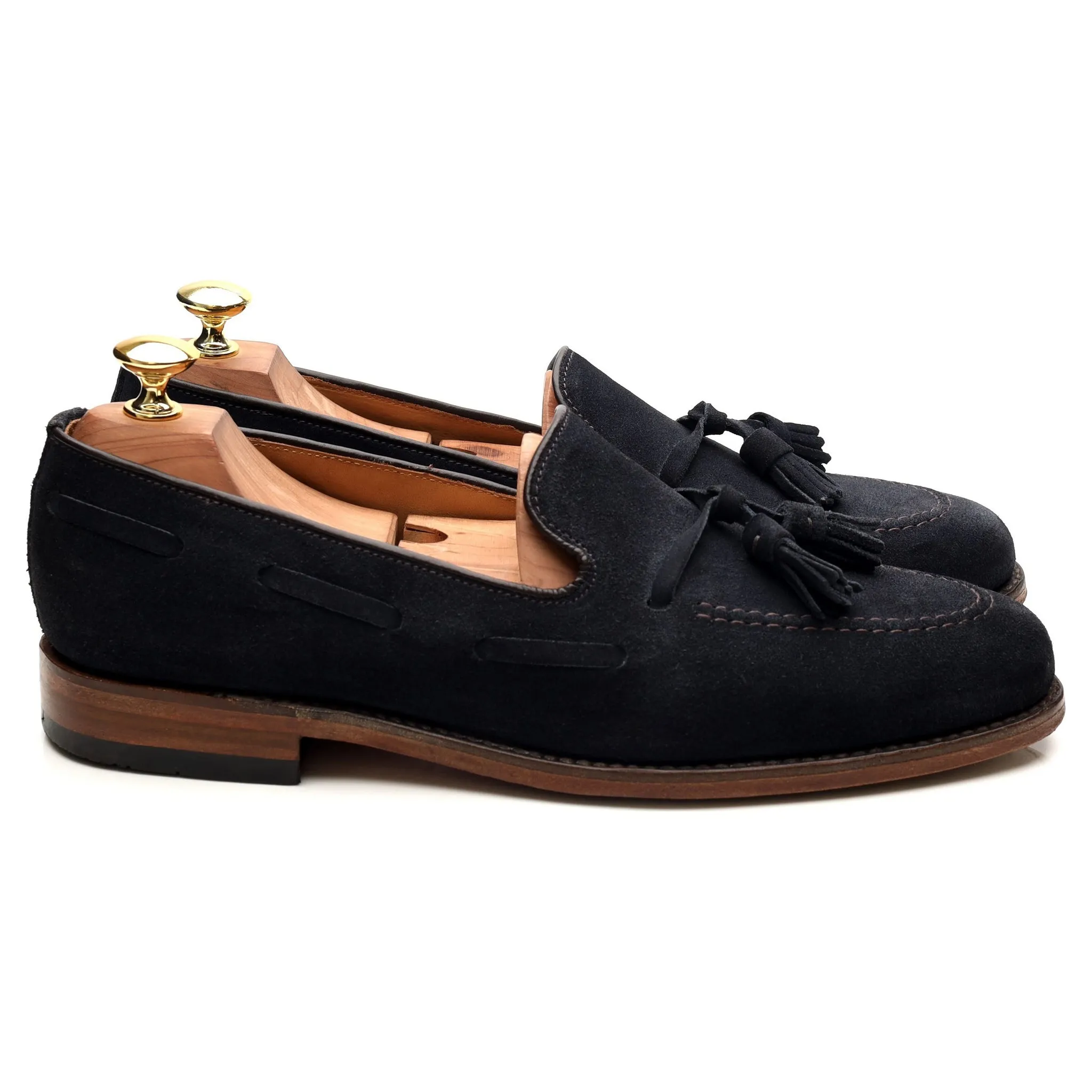 'Lincoln' Navy Blue Suede Tassel Loafers UK 8 F