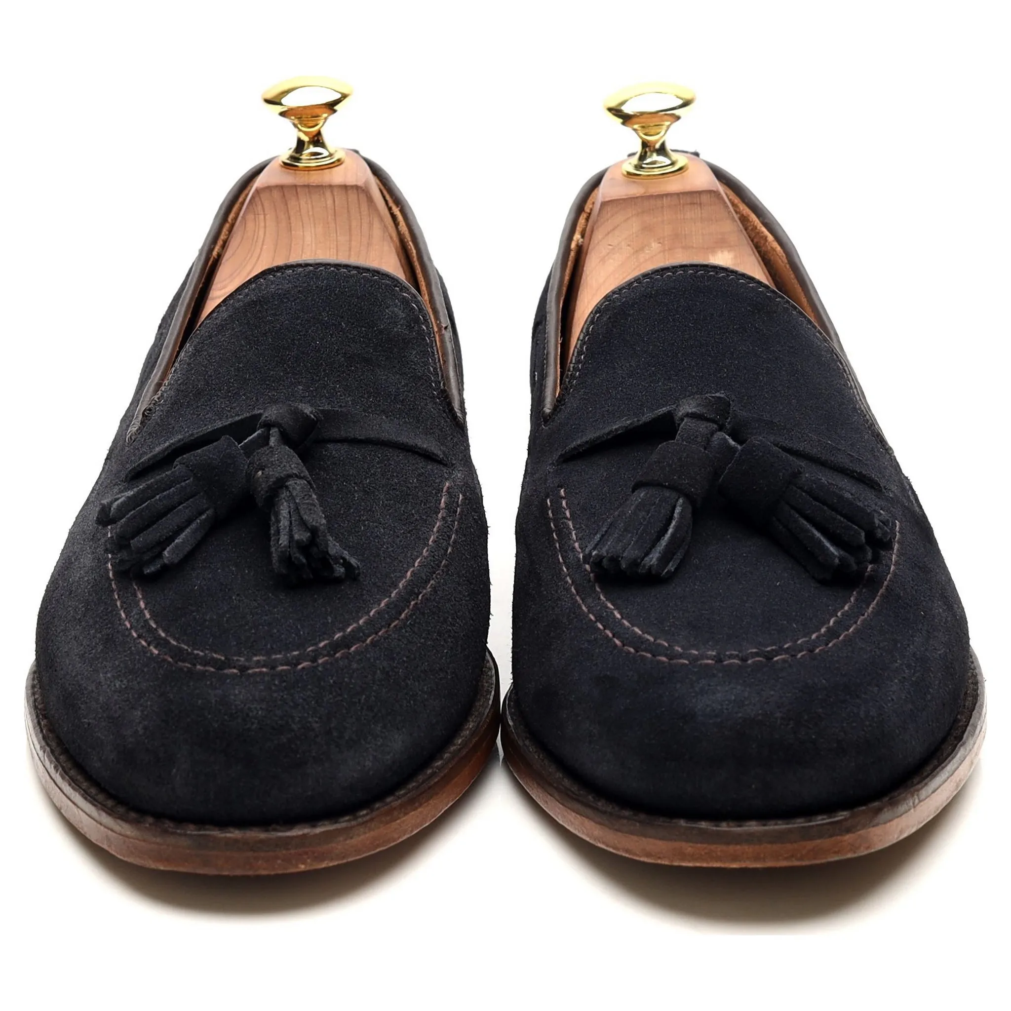 'Lincoln' Navy Blue Suede Tassel Loafers UK 8 F