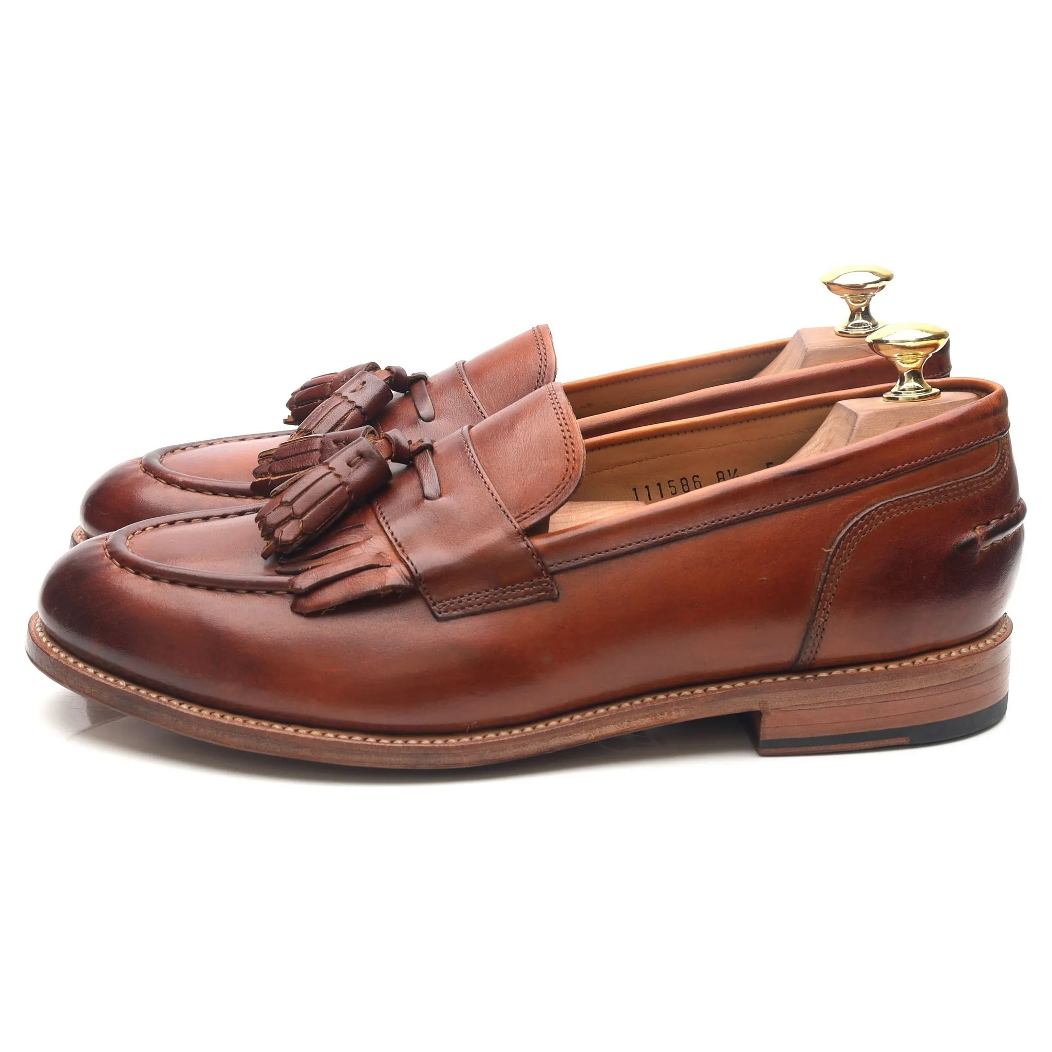 'Mackenzie' Tan Brown Leather Tassel Loafers UK 8.5 E