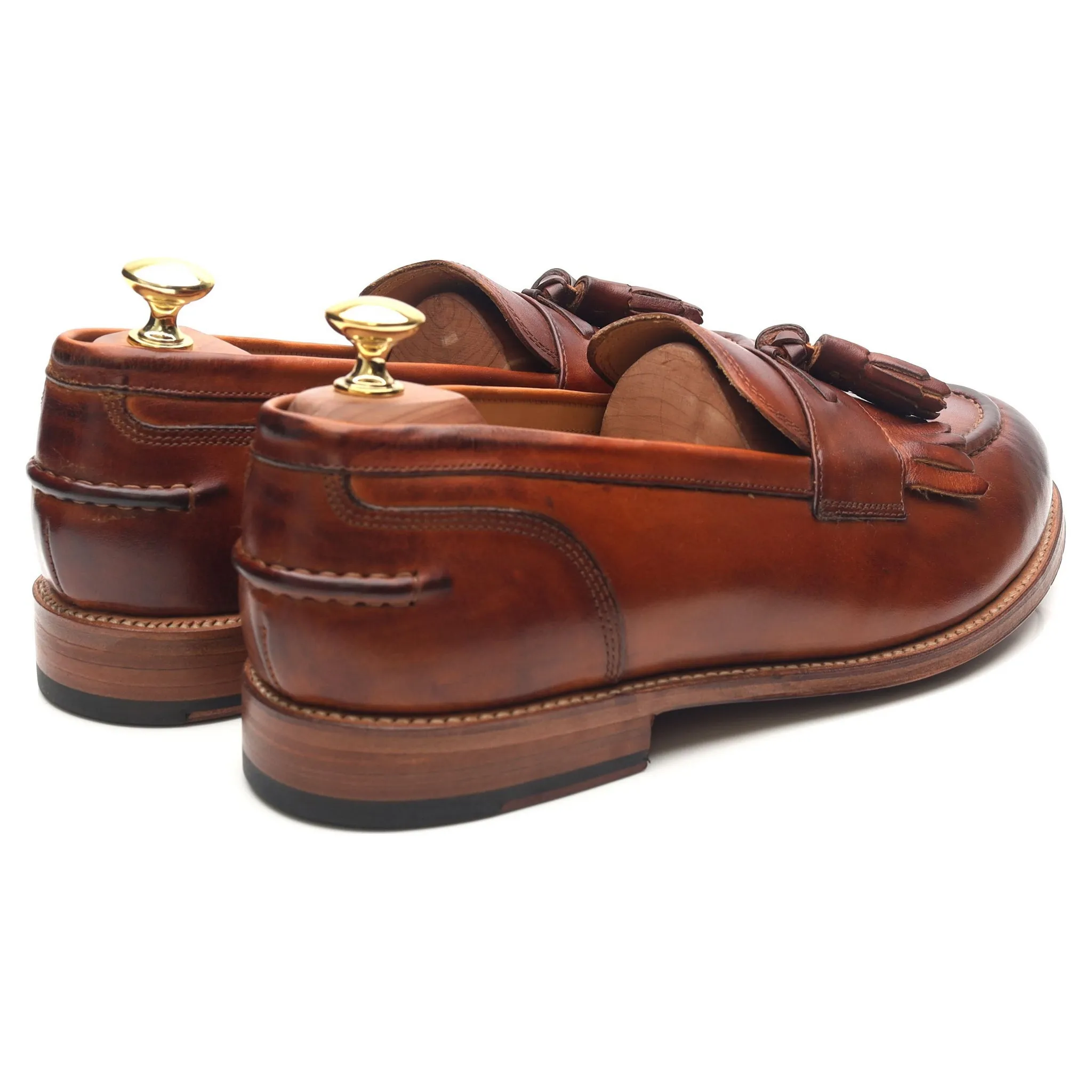 'Mackenzie' Tan Brown Leather Tassel Loafers UK 8.5 E