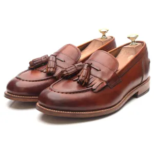 'Mackenzie' Tan Brown Leather Tassel Loafers UK 8.5 E