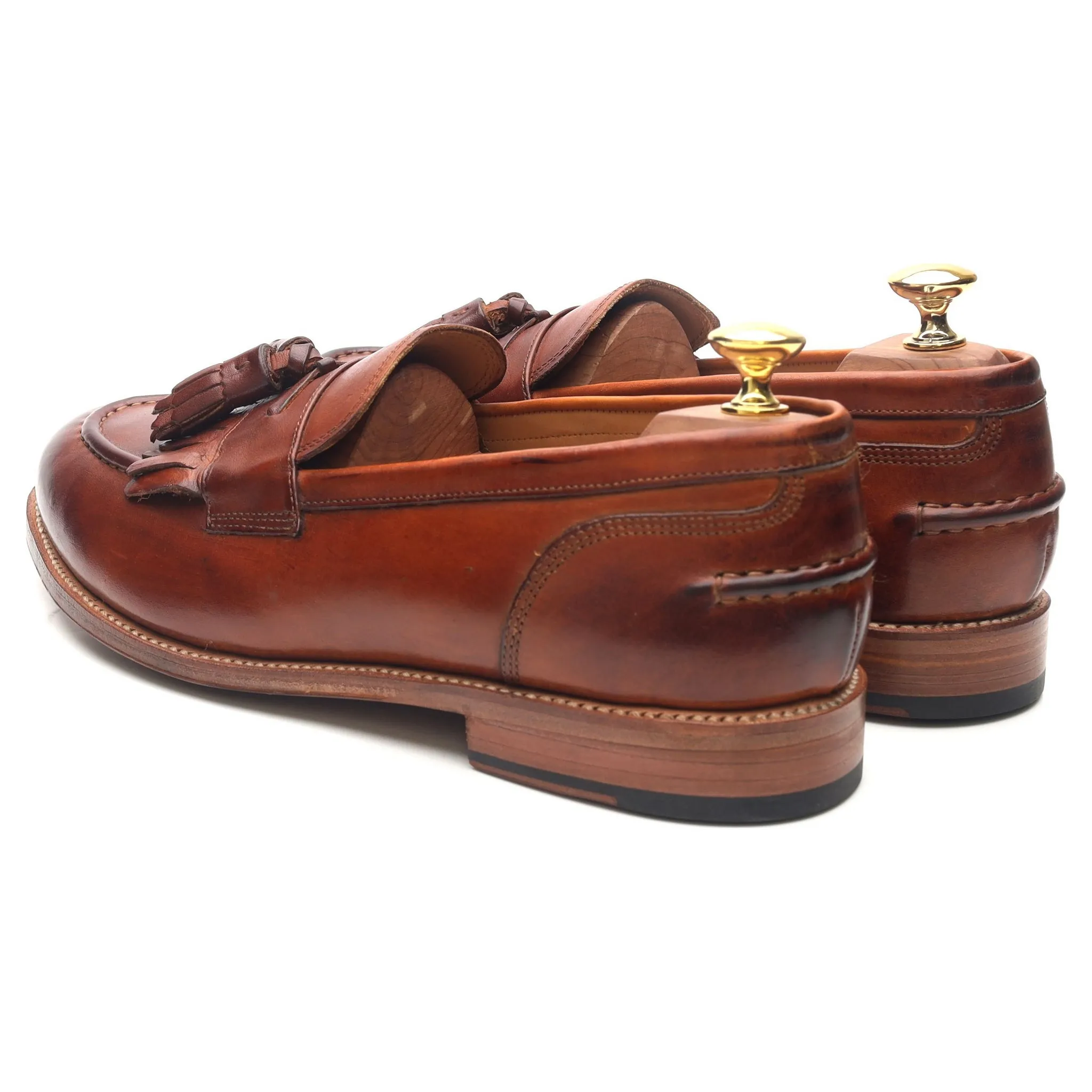 'Mackenzie' Tan Brown Leather Tassel Loafers UK 8.5 E