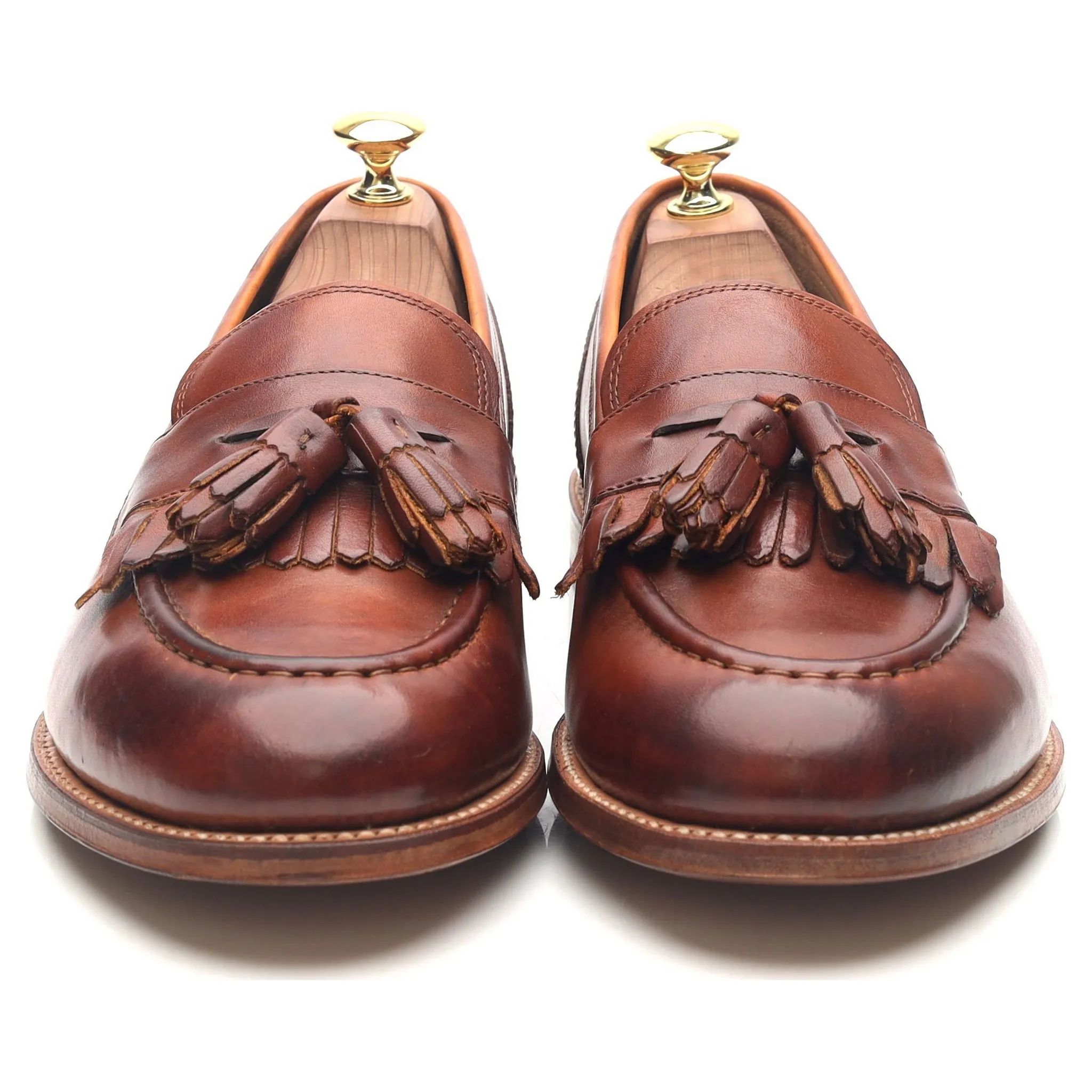 'Mackenzie' Tan Brown Leather Tassel Loafers UK 8.5 E