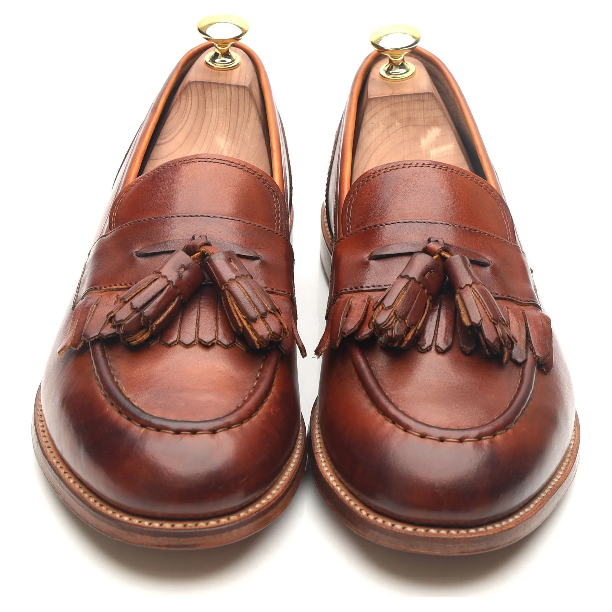 'Mackenzie' Tan Brown Leather Tassel Loafers UK 8.5 E