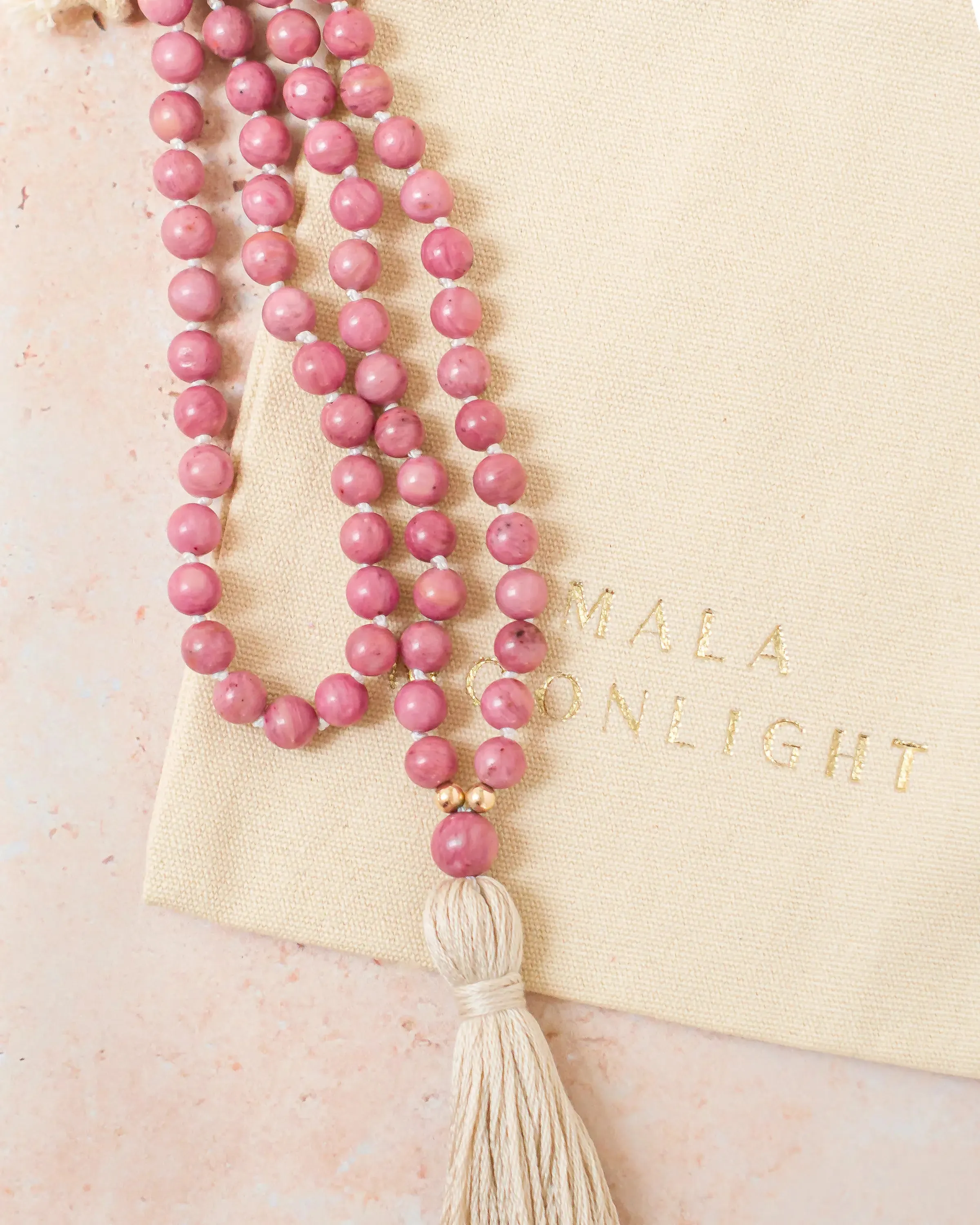 Mala Moonlight - Rhodonite Mala Beads Necklace