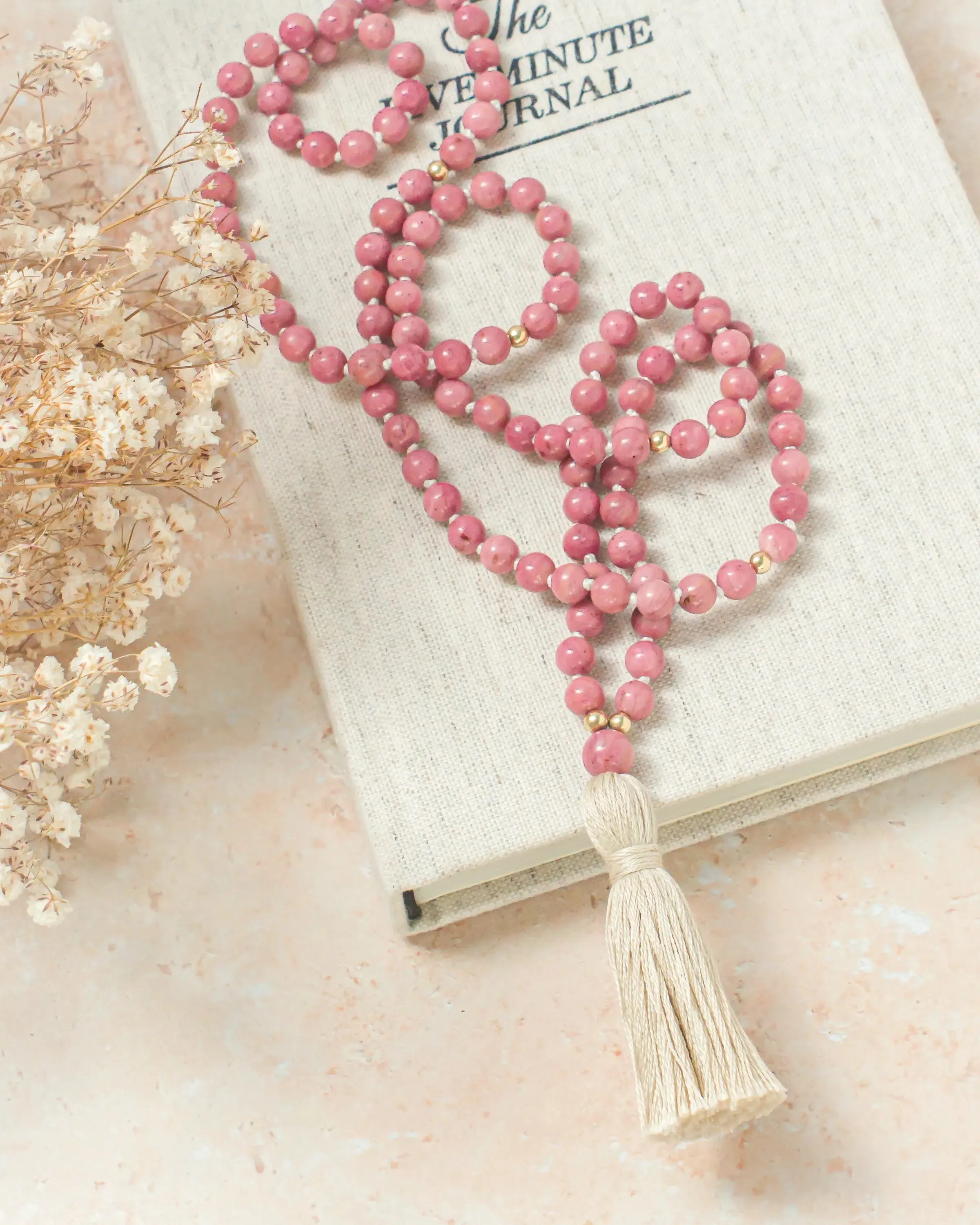 Mala Moonlight - Rhodonite Mala Beads Necklace