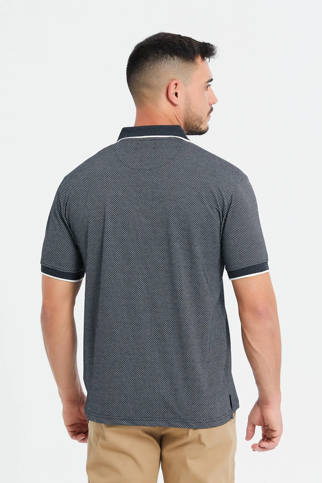 Men Grey Short Sleeved Polo Shirt