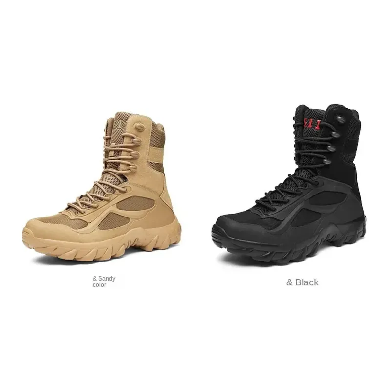 Men's boots with robust sole and breathable mesh design