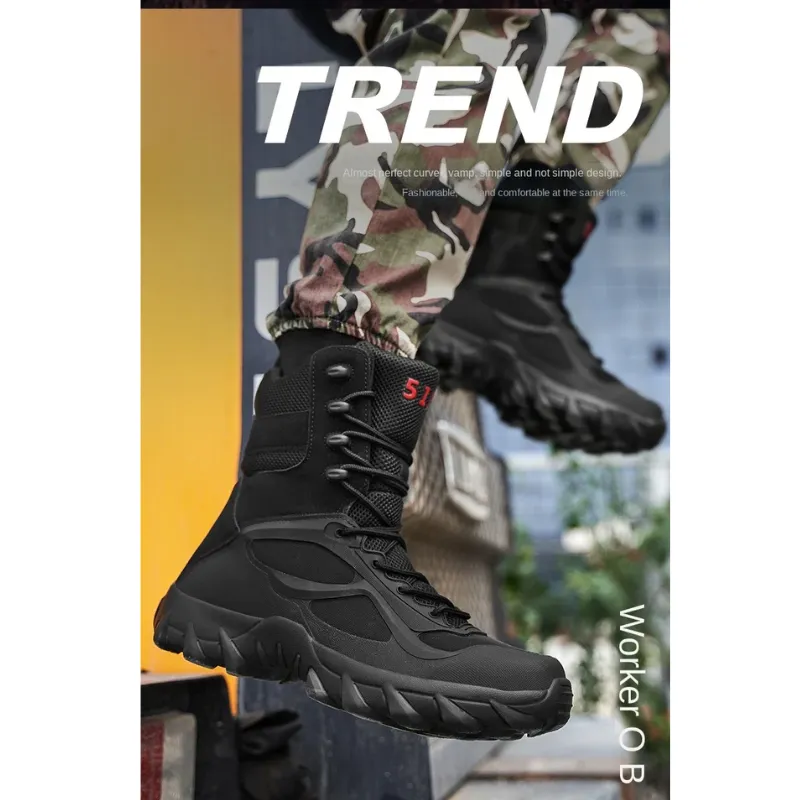 Men's boots with robust sole and breathable mesh design