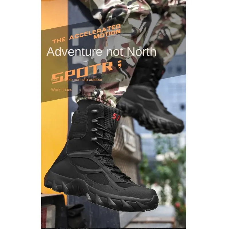 Men's boots with robust sole and breathable mesh design