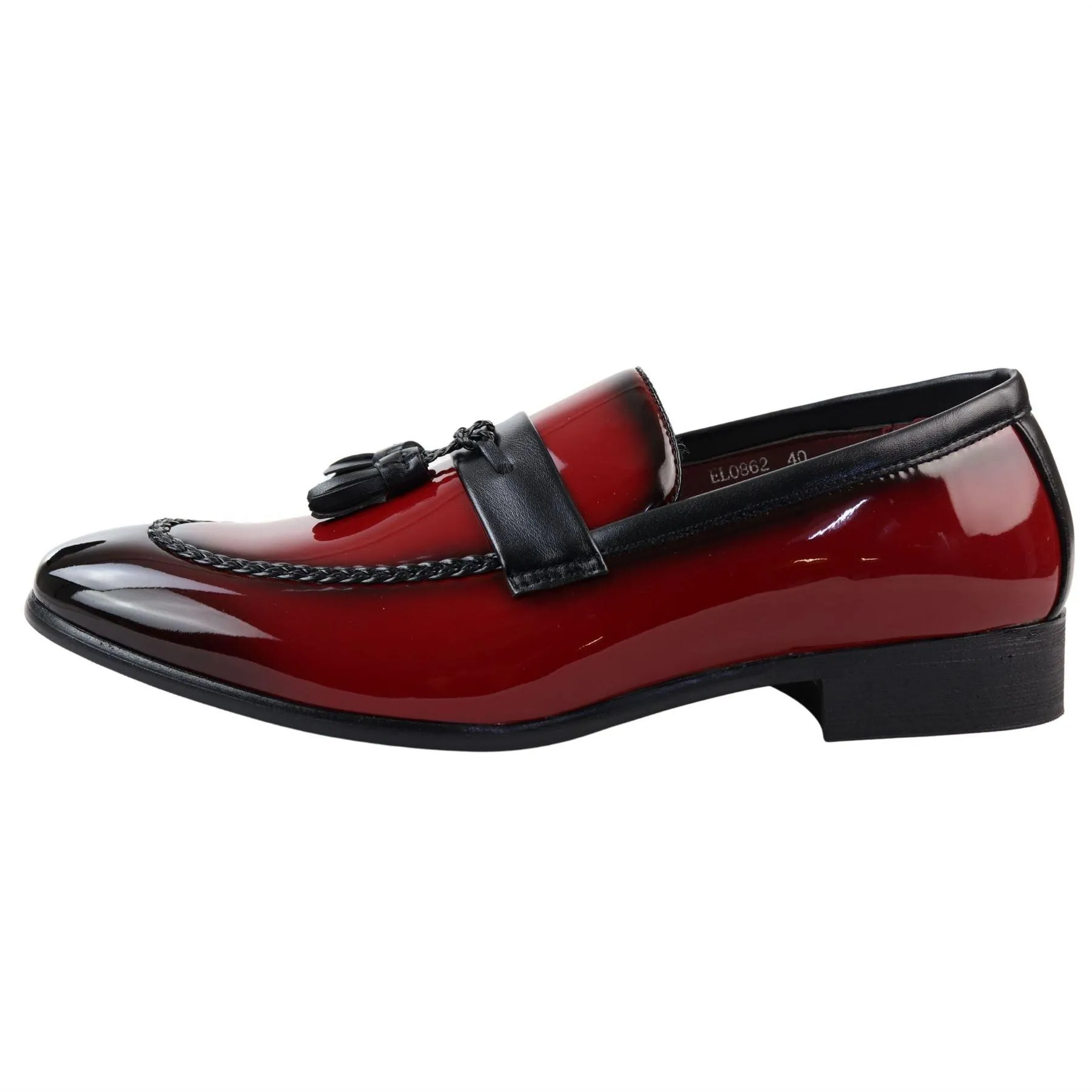 Men's Moccasin Loafers Patent Leather Lined Slip On Tassel Formal Dress Shoes