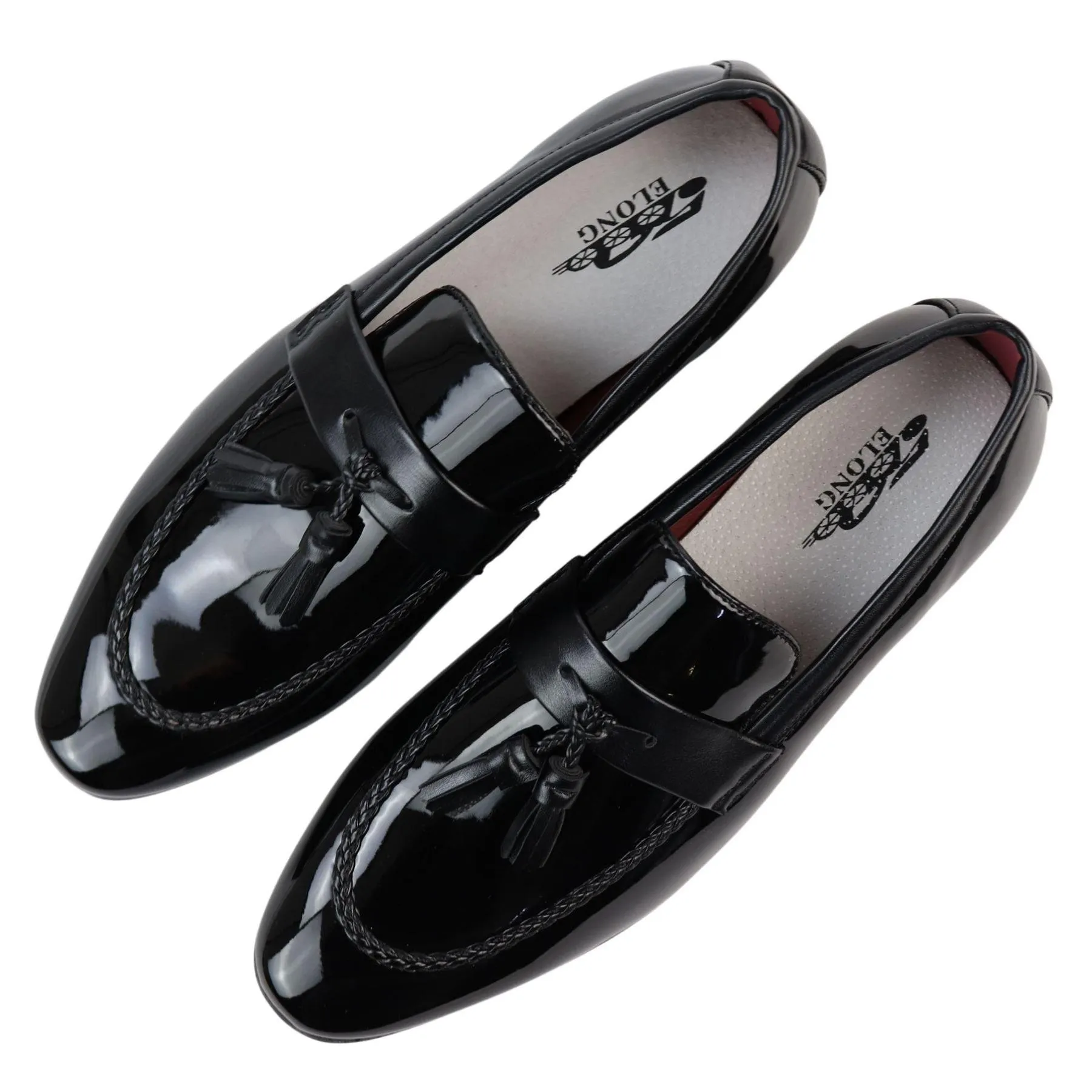 Men's Moccasin Loafers Patent Leather Lined Slip On Tassel Formal Dress Shoes