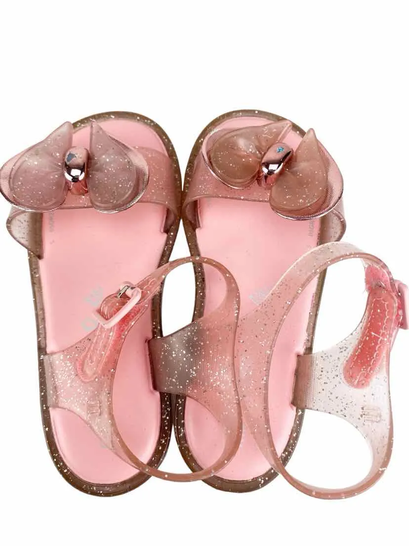 Mini Melissa Girls' Butterfly Barbie Jelly Sandals Pink Size 10 (approx age 5)