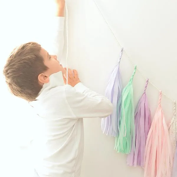 Minty pink and lilac tassel garland - various lengths