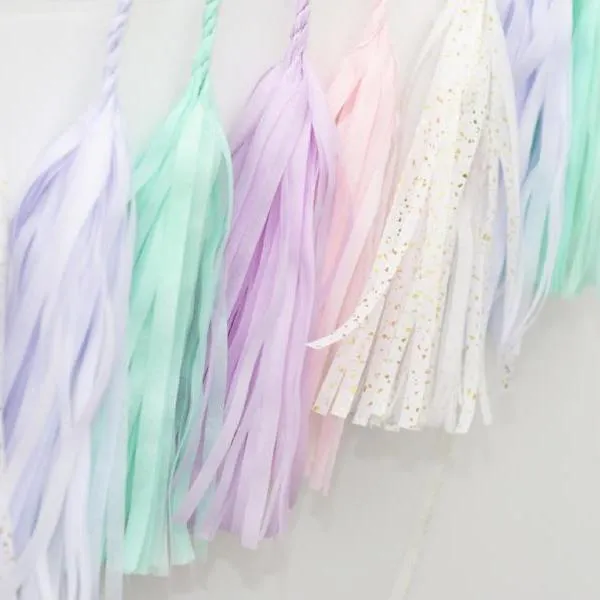 Minty pink and lilac tassel garland - various lengths