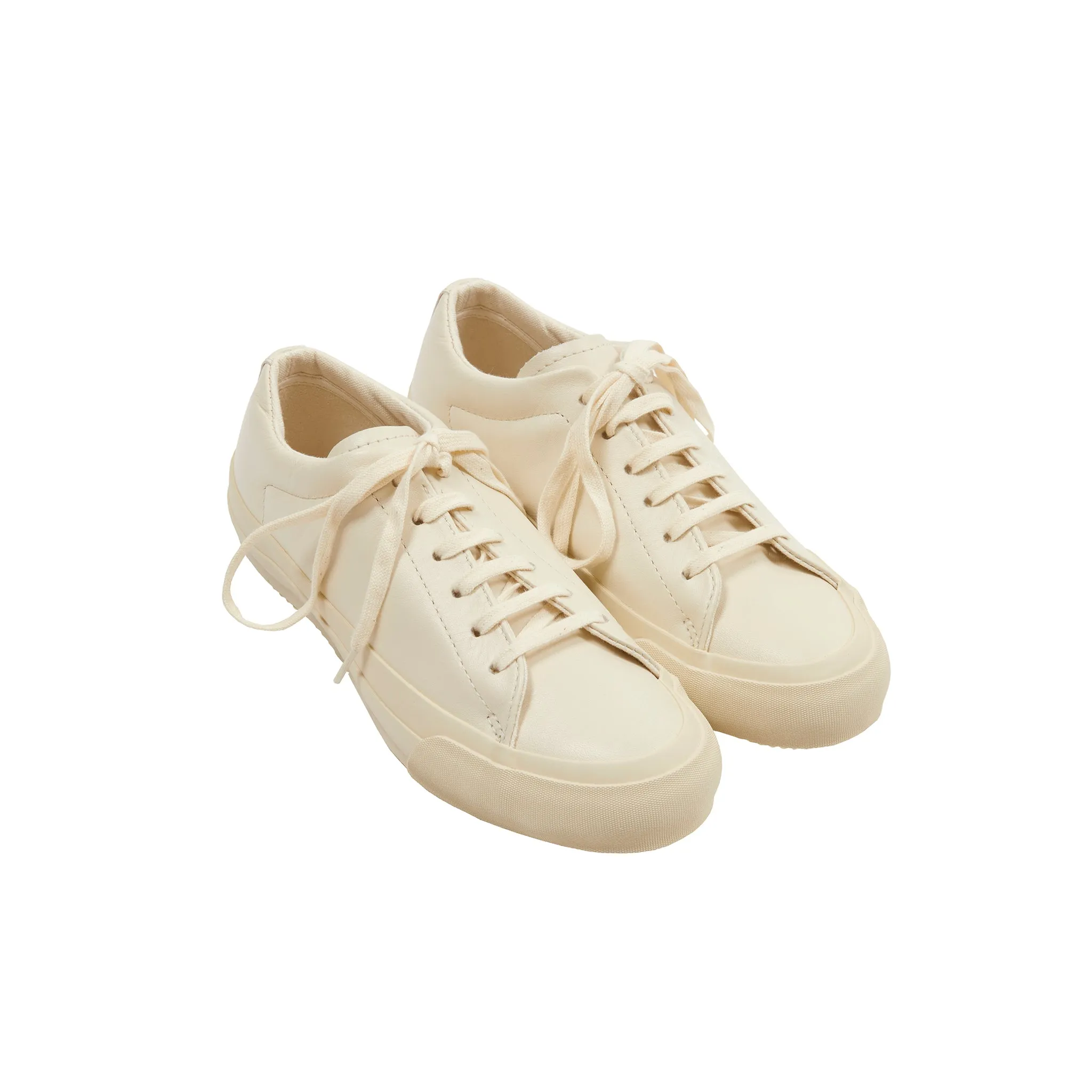 Moonstar Plain Court Leather Trainers in Ivory