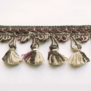 Moss Green and Purple High Quality Decorative Tassel Trim by the yard