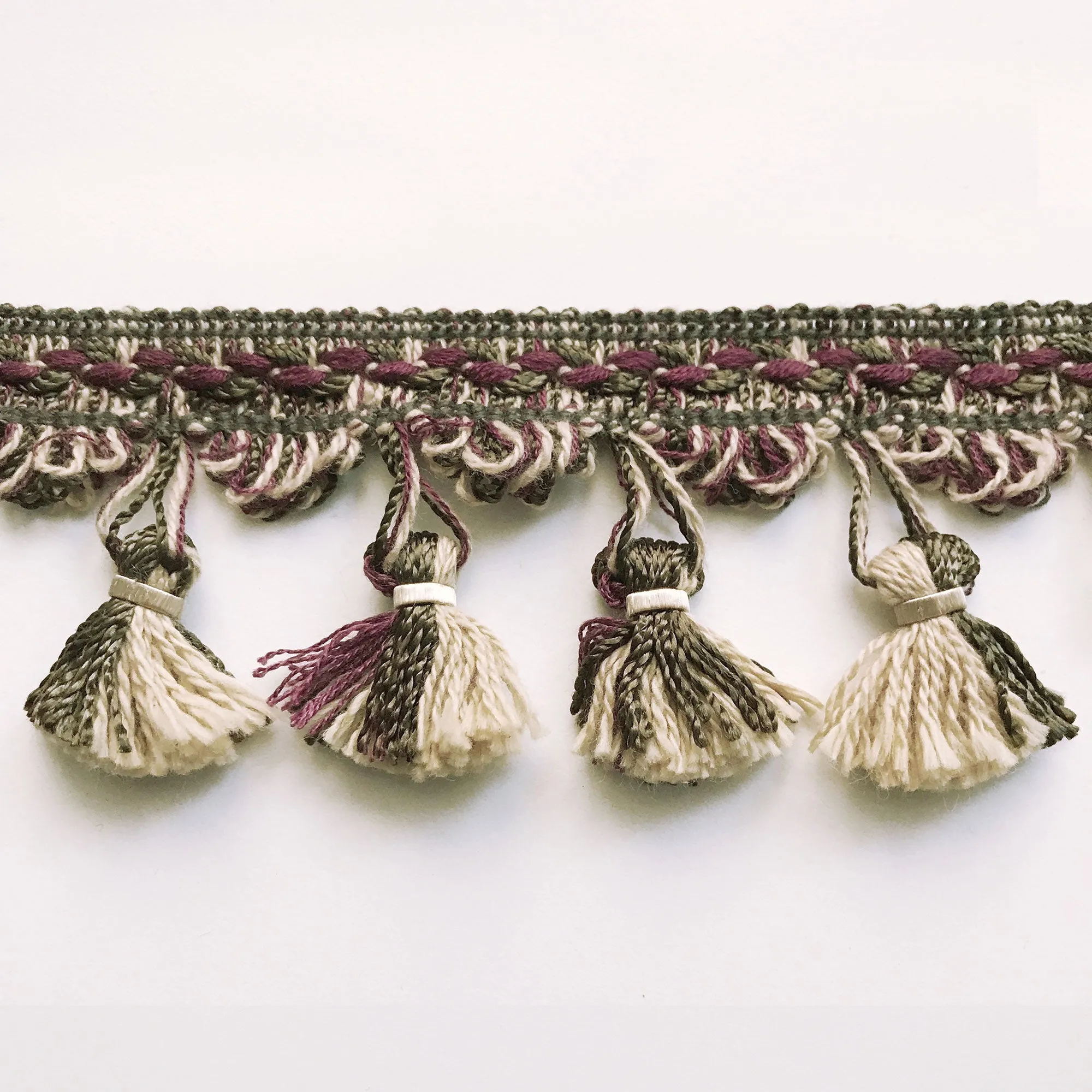 Moss Green and Purple High Quality Decorative Tassel Trim by the yard