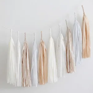 Neutral, champagne and bit of gold tassel garland - various lengths