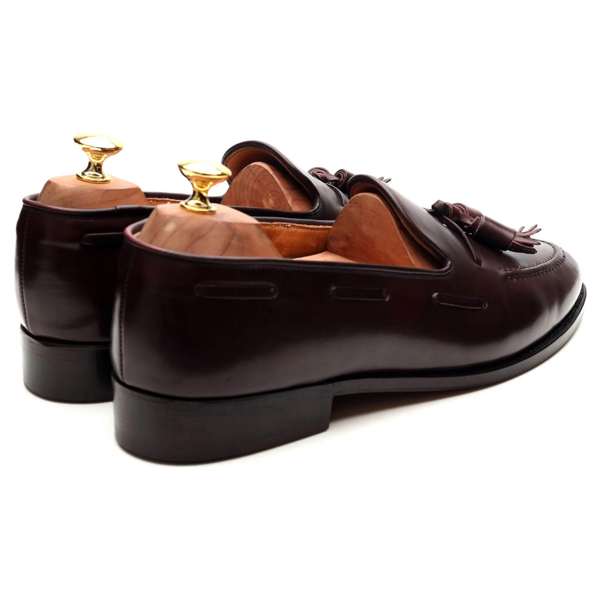 New & Lingwood Burgundy Cordovan Leather Tassel Loafers UK 9.5 E