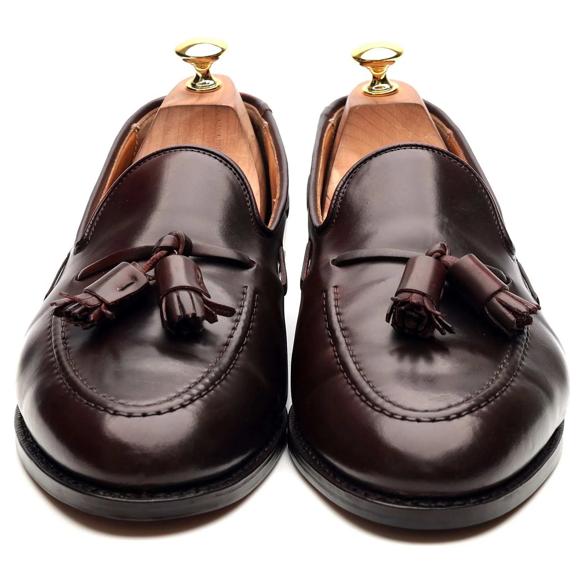 New & Lingwood Burgundy Cordovan Leather Tassel Loafers UK 9.5 E