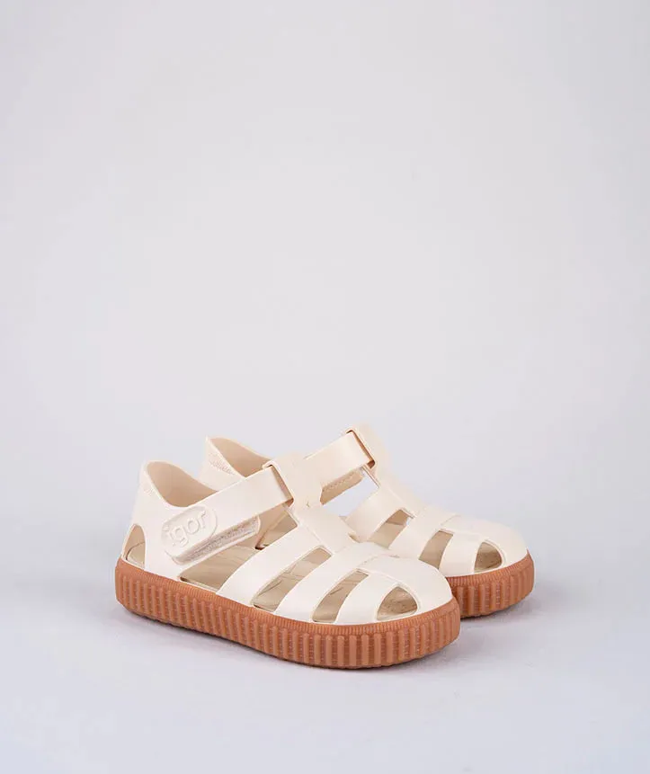 Nico ivory with terracota sole fisherman jellie sandal