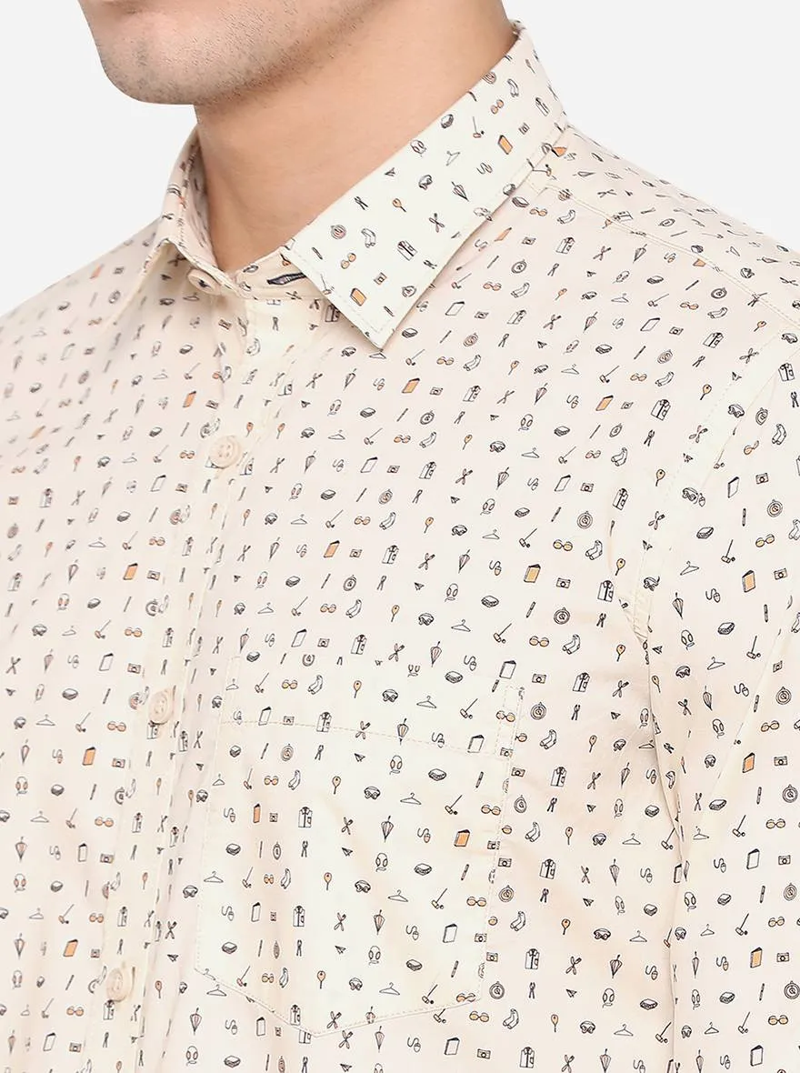 Off-White Printed Slim Fit Casual Shirt | JadeBlue