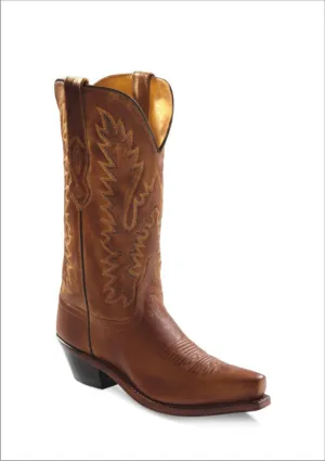 Old West Tan Canyon Womens All Leather 12in Snip Toe Cowboy Western Boots 9.5 B