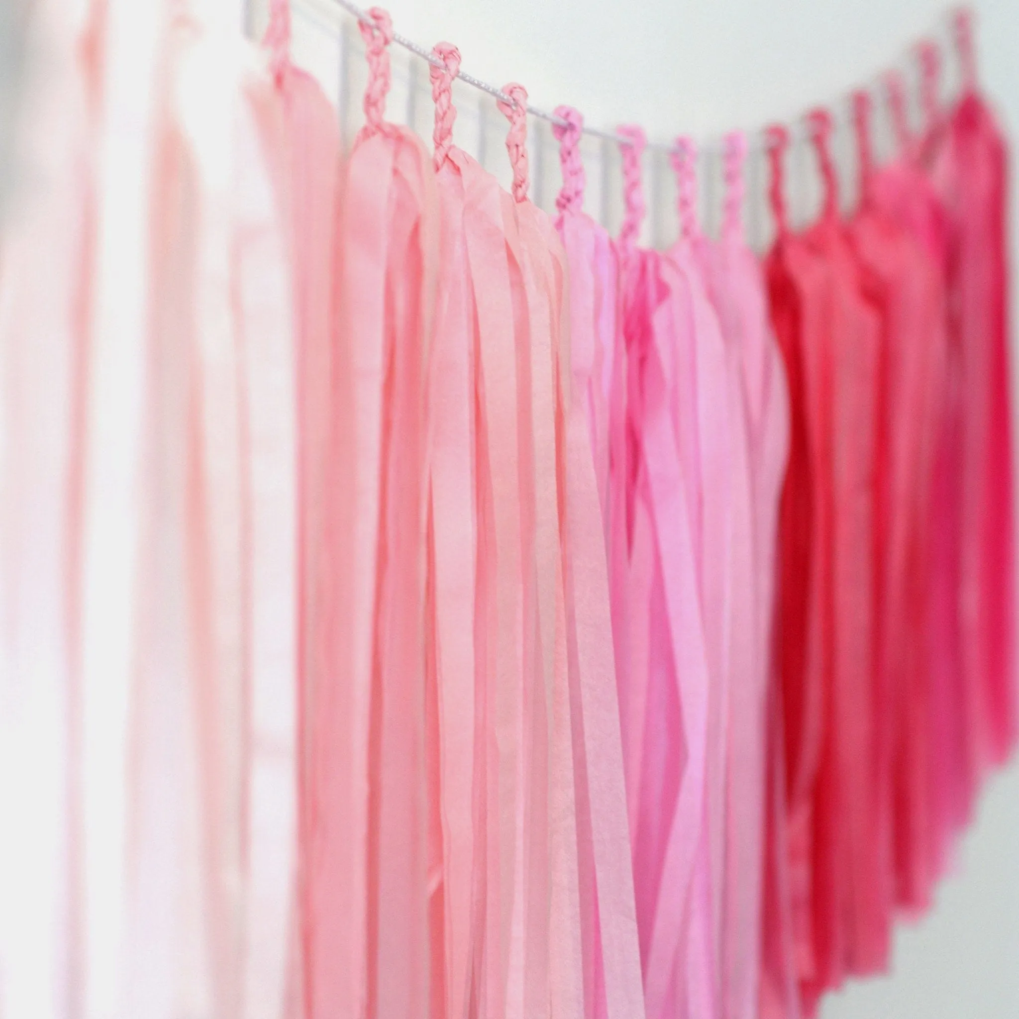 Ombre pink tissue paper tassel garland