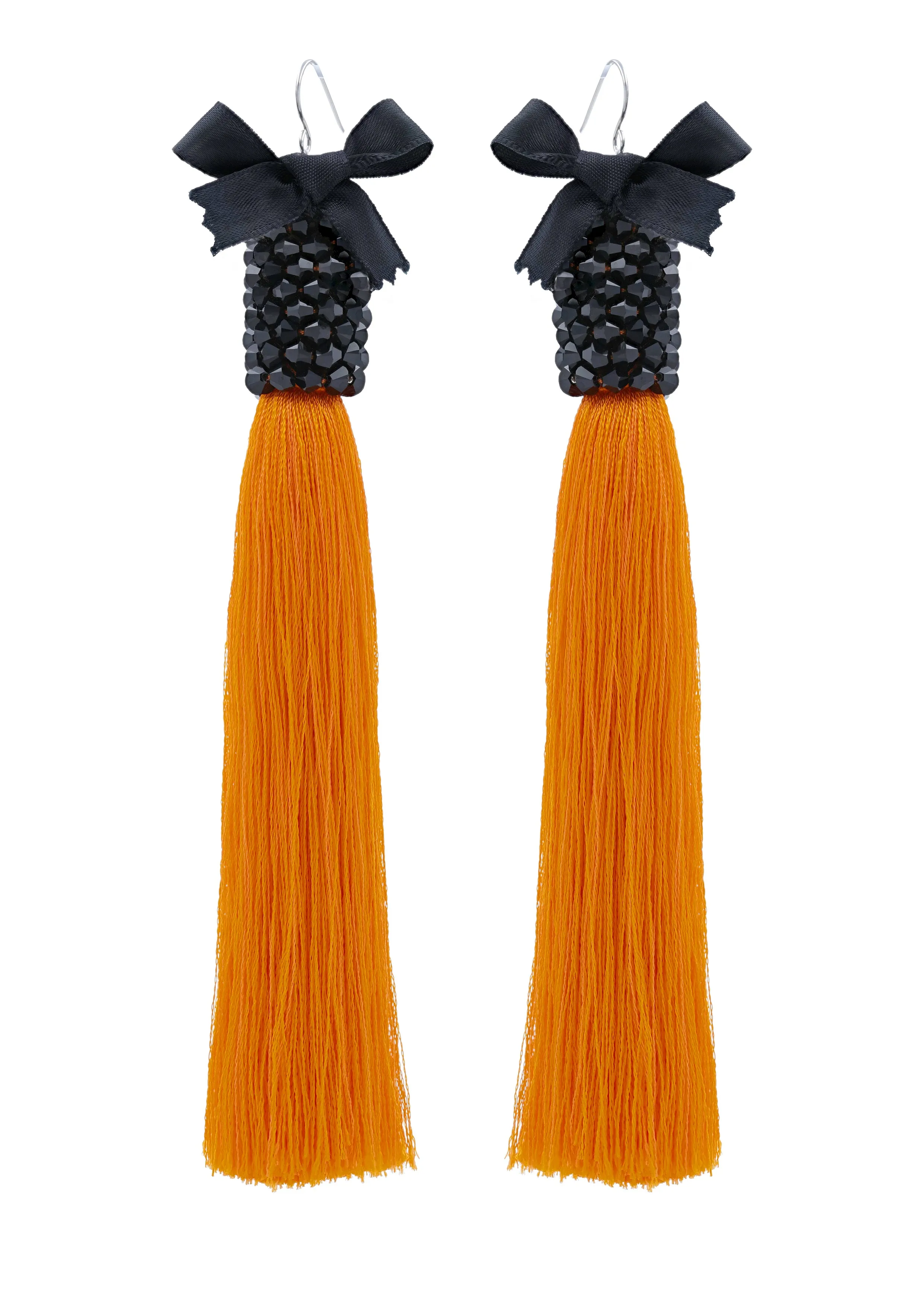 Orange Silk Tassel Earrings